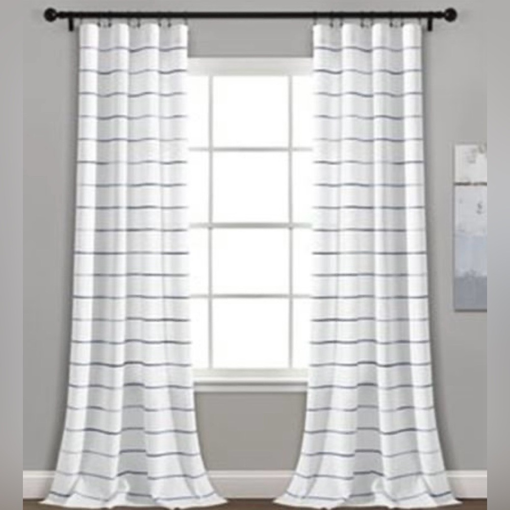 Carson Carrington Pajebo Ombre Stripe Cotton Curtain Panel 2Pair 40x84 Navy